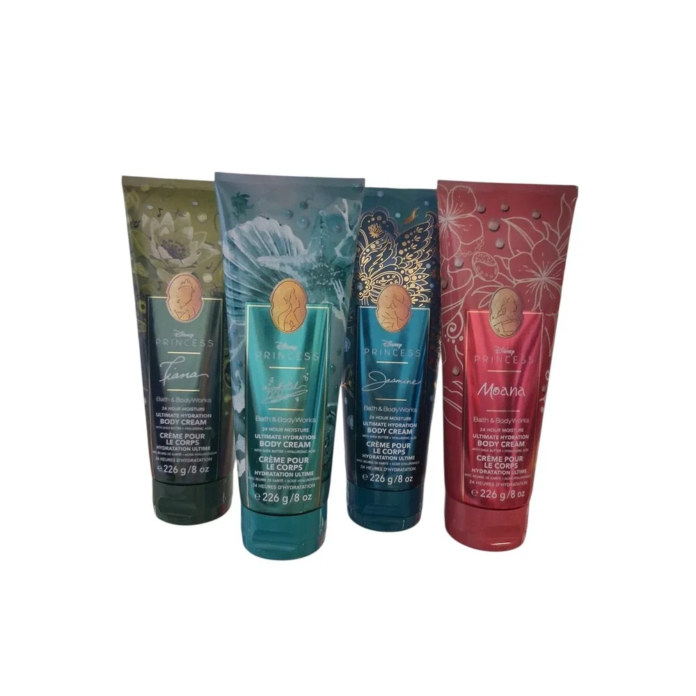 4pcs Bath & Body Works Disney Princess Tiana Jasmine Ariel Moana‎ Body Cream Set